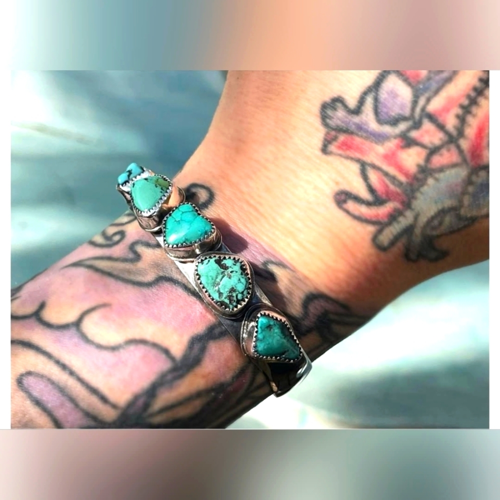 New Silver Cuff Bracelet Godber-Burnham Turquoise Size Small